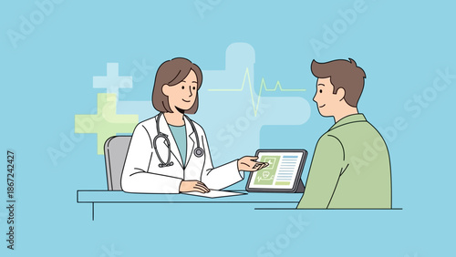 Doctor explaining medical results to patient during consultation