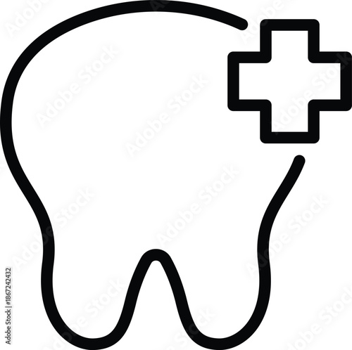 Dental care symbol with cross