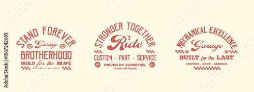 Vintage Motorcycle Club and Garage Emblems Set for Brotherhood a