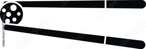 Chopsticks picking up a maki sushi roll, symbolizing japanese cuisine and dining