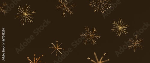 Wallpaper Mural Abstract design with golden snowflakes falling on a dark brown background. Perfect for Christmas, winter, and ho Torontodigital.ca