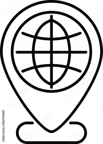 Location pin icon identifying worldwide connections and global information