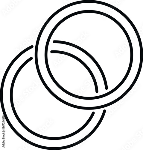Two overlapping rings creating a strong connection, showing marriage and union