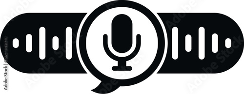 Voice message recording interface icon with sound waves and microphone symbol