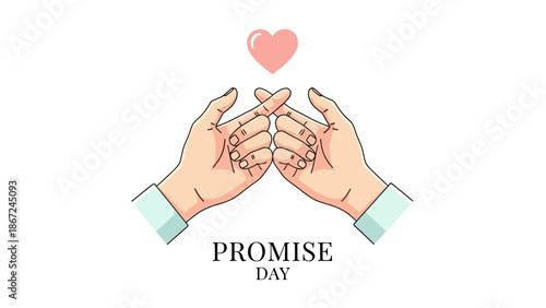 Vibrant illustration for Promise Day, showcasing hands forming a sweet finger heart gesture, symbolizing love, devotion, and a heartfelt promise