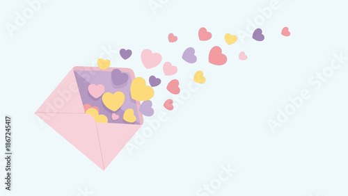 Soft Pastel Hearts Emitting from an Open Envelope Symbolizing Love and Affection