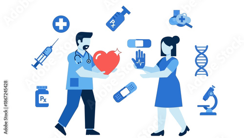 Healthcare heroes delivering compassionate care and vital medical services, emphasizing teamwork and patient well-being for a healthier future