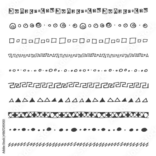 Set of artistic pencil brushes. Vector abstract set with hand drawn paint brushes. Grunge texture on white background. Doodle style. Collection modern abstract elements for background for business. 