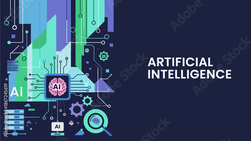 Advanced Artificial Intelligence Concept Illustration with Brain-Shaped Microchip and Digital Circuitry for Innovation and Future Technology
