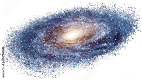 Galaxy with stars isolated on transparent background