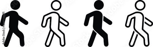 walking man four man black black line icons set vector illustration style art 