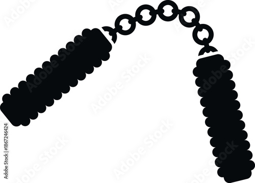 Nunchaku silhouette icon for various martial arts and combat concepts
