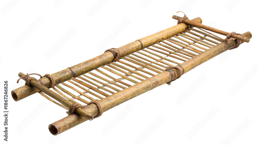 Naklejka premium Handmade Bamboo Shelf on White