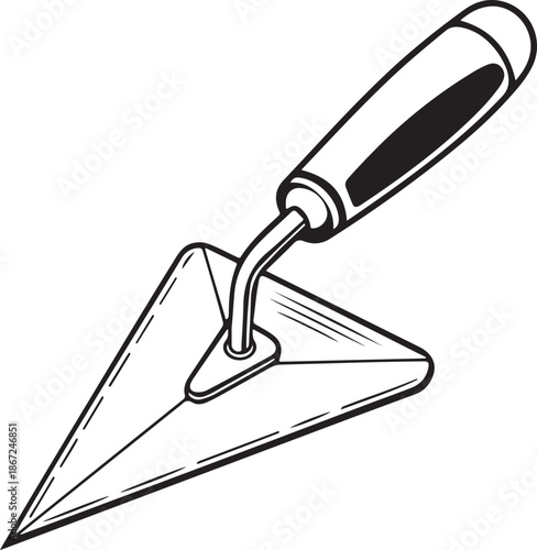 Construction Pointing Trowel Line Art Vector Black and White Icon