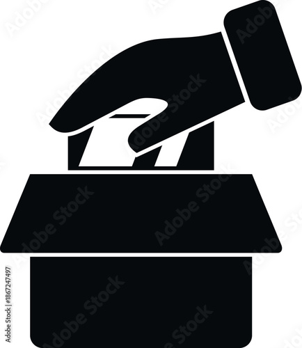 Hand casting a ballot paper into an election vote box
