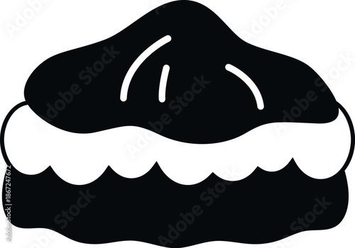 Dumpling or pierogi flat black minimal icon representing preparation