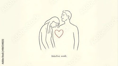 Valentine illustration depicting romantic symbols and emotional connection between a couple
