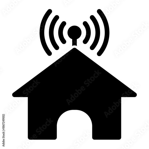 Real Estate Buildings Wifi House Icon from Network and Database Icon Collection (Solid style)