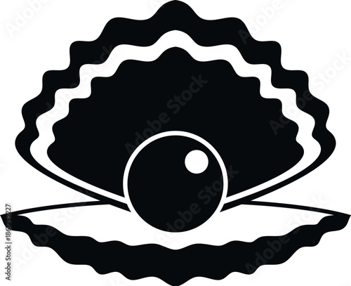 Open oyster shell holding a precious pearl, a treasure from the sea