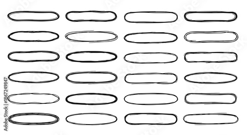 A versatile collection of hand-drawn oval frames, perfect for adding a touch of organic, artistic flair to various design projects and creative compositions.