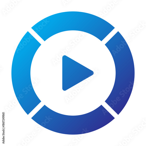 Gradient style icon of a media play button representing playback and digital control.