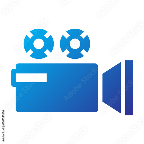 Gradient style icon of a video camera symbolizing filming, recording, and media production.