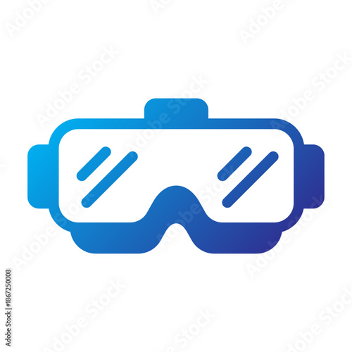 Gradient style icon of virtual reality goggles representing immersive digital experiences.