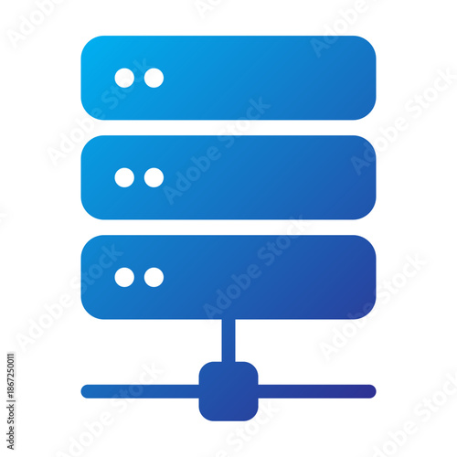 Gradient style icon of a server rack representing data storage and backend technology.