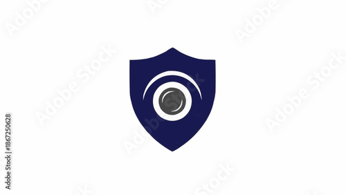 Shield with eye security symbol icon.