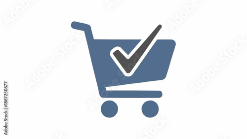 Shopping cart with check mark icon.