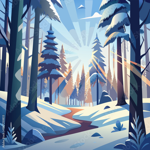 winter landscape with trees