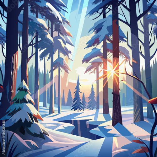 winter landscape with trees