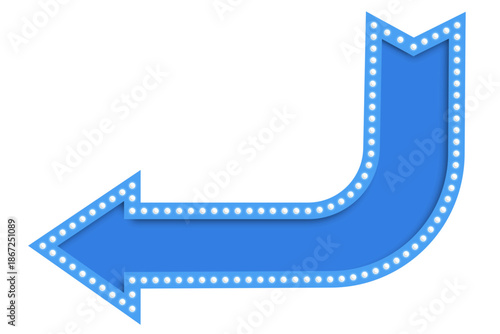 blue background with arrow, blue arrow sign, 3d render of blue billboard light bulb with arrow shape.