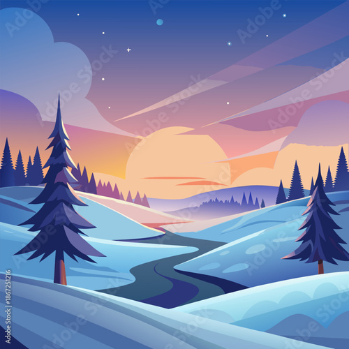 winter landscape with trees