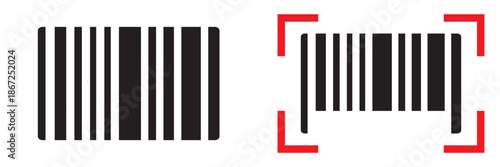 Abstract black barcode pattern icon. Minimalist barcode illustration showing vertical black lines on white background, symbolizing retail, scanning, pricing, and digital product identification.
