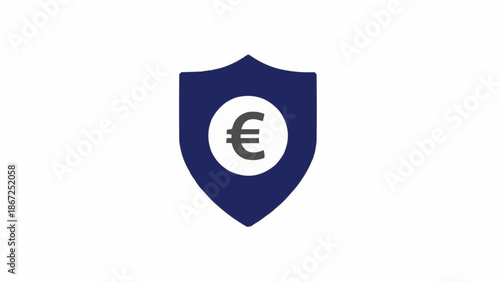 Euro currency symbol on shield icon.