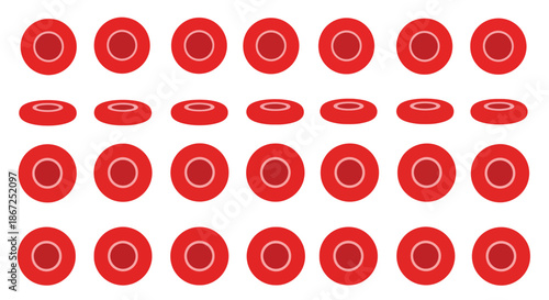 Human red blood cells are depicted in various orientations as a biological vector.