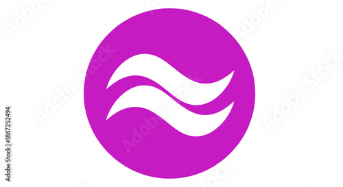 Purple circle contains two flowing white wave shapes representing equality.
