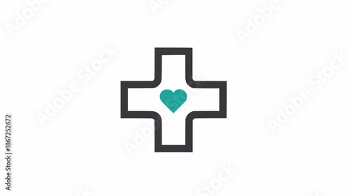 Medical Cross with Heart Symbol.