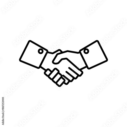 Handshake icon, vector line isolated on white background. Trendy and modern design.