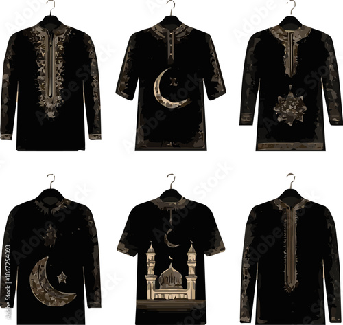 Create a kinds of deferent Eid specials t-shirt design vector art with white background.