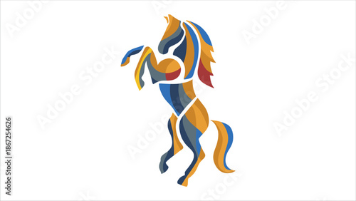 Abstract Colorful Rearing Horse Logo for Modern Branding