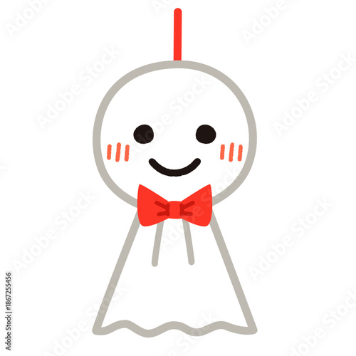 パステルカラーで描かれたシンプルなてるてる坊主のイラスト