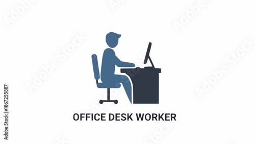 Office desk worker sitting at computer.