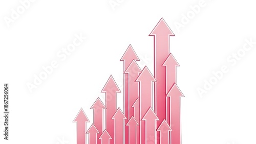 Business Growth Concept with Pink Upward Arrows Financial Success and Progress Background