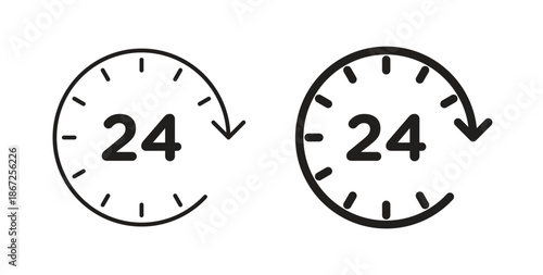 24 Hrs icons Vector Symbol Design Illustration - for app or web. color editable