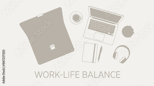 Work-Life Balance Tips, Lifestyle Choices, Home Office, Illustration, Calm