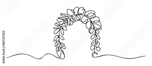 Elegant one line plant arch drawing perfect for creating natural themed visual content or adding subtle botanical accents to various digital and print media projects