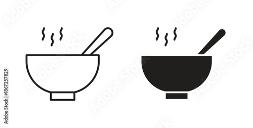 Bowl of soup icons Vector Symbol Design Illustration - for app or web. color editable