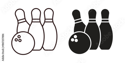 Bowling icons Vector Symbol Design Illustration - for app or web. color editable